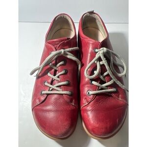 Birkenstock Red Leather Lace-Up Shoes